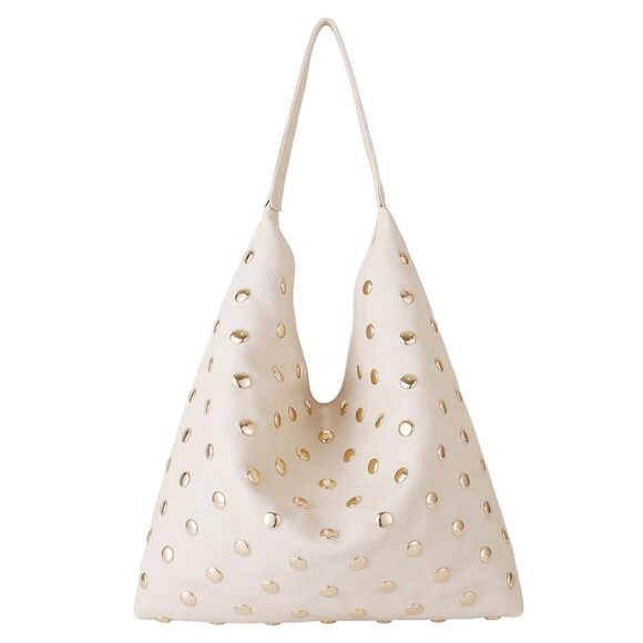 Handbags - 5494 Studded Hobo Purse , Leather Tote Bag Rivet Studded Shoulder Bag Punk